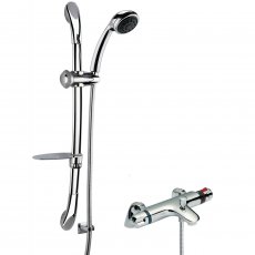 Nuie Reef Thermostatic Bath Shower Mixer with Luxury Curved Slider Rail Kit - Chrome