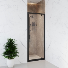 Nuie Rene Black Pivot Shower Door 800mm Wide - 6mm Glass