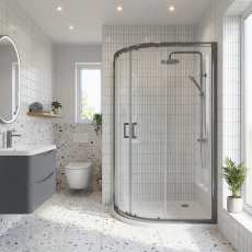Rene Brushed Pewter Offset Quadrant Shower Enclosure - 6mm Glass