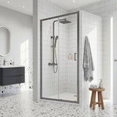 Rene Brushed Pewter Sliding Shower Door - 6mm Glass