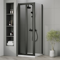 Rene Black Bi-Fold Door Square Shower Enclosure - 4mm Glass