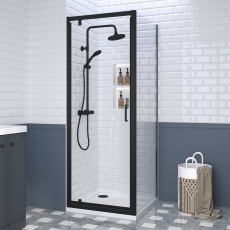 Rene Matt Black Pivot Shower Door - 6mm Glass
