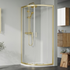 Rene Brushed Brass Quadrant Shower Enclosure - 6mm Glass