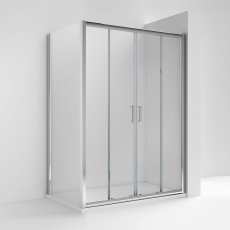 Rene Polished Chrome Double Sliding Door Rectangular Shower Enclosure - 6mm Glass
