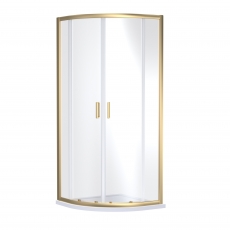 Nuie Rene Brushed Brass Quadrant Shower Enclosure 900mm x 900mm - 6mm Glass