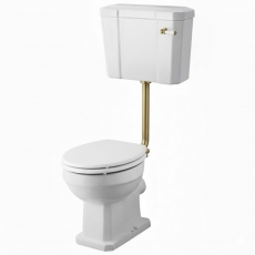 Nuie Richmond Low Level Toilet with Lever Cistern - Soft Close Seat (Brushed Brass Fittings)