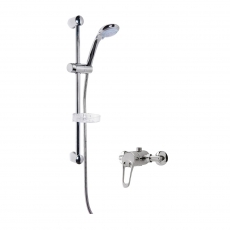 Nuie Round Manual Exposed Shower Valve with Slider Rail Kit - Chrome