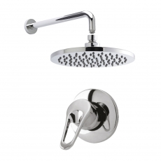 Nuie Round Manual Concealed Shower Valve with Fixed Head and Arm - Chrome