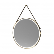 Nuie Salana Round LED Bathroom Mirror with Touch Sensor 800mm Diameter - Brushed Brass