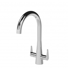 Nuie Samir Mono Kitchen Sink Mixer Tap Dual Lever Handle - Chrome