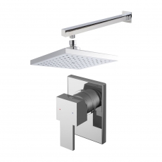 Nuie Sanford Square Manual Concealed Shower Valve with Fixed Head and Arm - Chrome