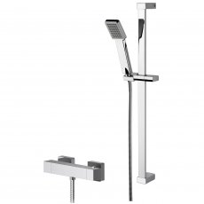 Nuie Sanford Square Thermostatic Bar Shower Valve with Slider Rail Kit - Chrome