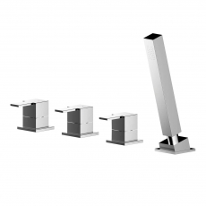 Nuie Sanford 4-Hole Pillar Mounted Bath Shower Mixer Tap - Chrome