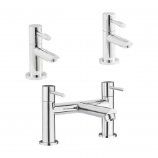 Nuie Series 2 Basin Taps and Bath Filler Tap Pillar Mounted - Chrome