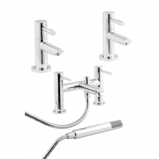 Nuie Series 2 Basin Taps and Bath Shower Mixer Tap Pillar Mounted - Chrome