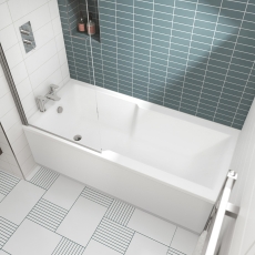 Nuie Square Straight Single Ended Shower Bath 1700mm x 750mm - Acrylic (inc Leg Set)