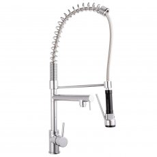 Nuie Tall Side Action Kitchen Sink Tap Pull Out Rinser - Chrome