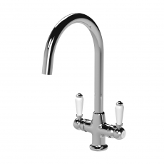 Nuie Cruciform Traditional Mono Kitchen Sink Mixer Tap Dual Handle - Chrome
