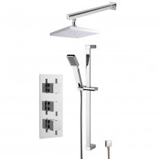 Nuie Triple Square Thermostatic Concealed Complete Mixer Shower - Chrome