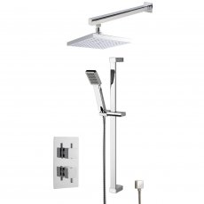 Nuie Twin Square Thermostatic Concealed Complete Mixer Shower with Diverter - Chrome