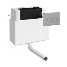 Nuie Universal Access Pneumatic Dual Flush Toilet Concealed Cistern with Chrome Rectangular Flush Plate