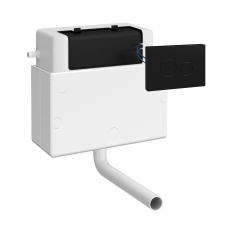 Nuie Universal Access Pneumatic Dual Flush Toilet Concealed Cistern with Matt Black Rectangular Flush Plate