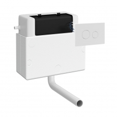 Nuie Universal Access Pneumatic Dual Flush Toilet Concealed Cistern with Matt White Rectangular Flush Plate