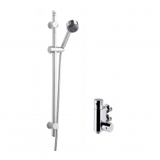 Nuie Vertical Thermostatic Bar Shower Valve with Single Function Slider Rail Kit - Chrome