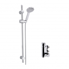 Nuie Vertical Thermostatic Bar Shower Valve with Water Saving Slider Rail Kit - Chrome