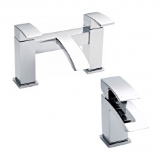 Nuie Vibe Mono Basin Mixer Tap and Bath Filler Tap Pillar Mounted - Chrome