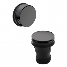 Nuie Inset Bath Push Button Extended Waste 900mm with Overflow - Brushed Pewter