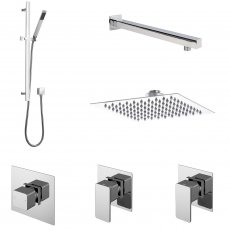 Nuie Windon Thermostatic Concealed Mixer Shower with Shower Kit + Fixed Head Stop Tap and Diverter