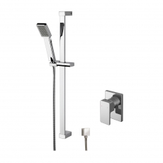 Nuie Windon Square Manual Concealed Shower Valve with Slider Rail Kit - Chrome