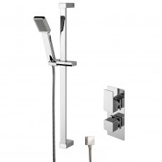 Nuie Windon Twin Square Thermostatic Concealed Shower Valve with Slider Rail Kit - Chrome