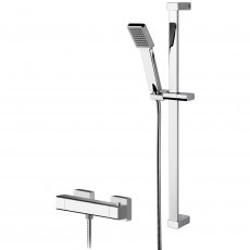 Nuie Windon Square Thermostatic Bar Shower Valve with Slider Rail Kit - Chrome