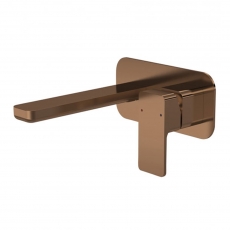 Nuie Windon 2-Hole Wall Mounted Basin Mixer Tap with Plate - Brushed Bronze