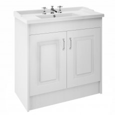 Nuie York Floor Standing Vanity Unit with Basin 1000mm Wide White Ash - 3 Tap Hole