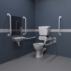 Nymas Low Level Disabled Toilet Doc M Pack White - White Grab Rails