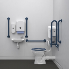 Nymas Low Level Disabled Toilet Doc M Pack White - Dark Blue Grab Rails