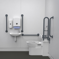 Nymas Nyma PRO Back to Wall Doc M Pack Exposed Fixings White - 5 x Dark Grey Grab Rails