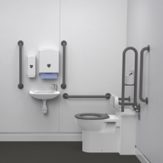 Nymas NymaPRO Back to Wall Doc M Toilet Pack with Steel Grab Rails and TMV3 Valve - Grey