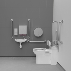 Nymas NymaPRO Back to Wall Doc M Toilet Pack with Concealed Fixings - Satin Grab Rails