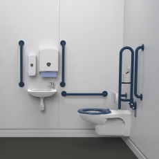 Nymas Nyma PRO Wall Hung Doc M Pack Concealed Fixings White - 5 x Dark Blue Grab Rails