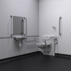 Nymas Nyma PRO Wall Hung Doc M Pack Concealed Fixings White - 5 x Polished Grab Rails