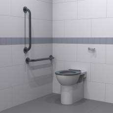 Nymas NymaPRO Back to Wall Ambulant Doc M Toilet Pack with Exposed Fixings - Dark Grey