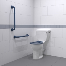 Nymas NymaPRO Close Coupled Ambulant Doc M Toilet Pack with Concealed Fixings - Dark Blue Grab Rails