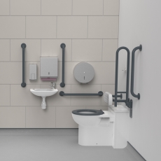 Nymas NymaPRO Back to Wall Doc M Toilet Pack with Concealed Fixings - Dark Grey Grab Rails