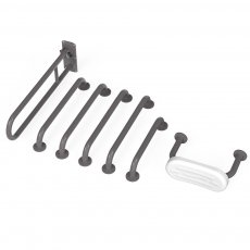 Nymas NymaPRO Concealed Fixing Grab Rails with Back Rest for Doc M Toilet Pack - Grey Rails