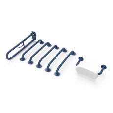 Nymas NymaPRO Exposed Fixing Grab Rails with Back Rest for Doc M Toilet Pack - Dark Blue