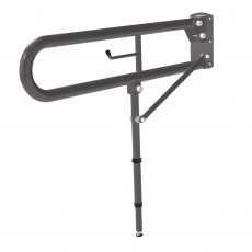 Nymas NymaPRO Trombone Hinged Support Steel Grab Rail with Leg 800mm Length - Grey